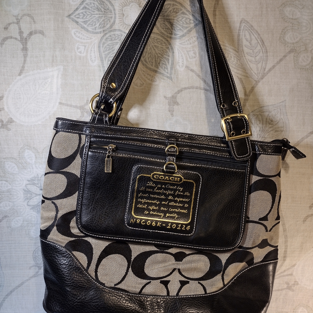 Stylish Brown And Cream Coach Shoulder Bag